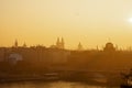 Landscape with Vltava river and church of our lady before tyn Royalty Free Stock Photo