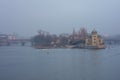 Landscape with Vltava river and stvanice island prague with Royalty Free Stock Photo