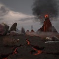 Landscape with a volcanic eruption.