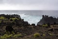 Landscape of volcanic Ponta da Ferraria coastline in Azores