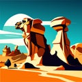 Landscape of the Wadi Rum desert, Jordan. Vector illustration AI Generated