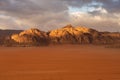 Landscape of Wadi rum red sand desert in a morning, Jordan Royalty Free Stock Photo