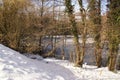 Landscapes wintry - Trees, snow and ice-cold lake - France Royalty Free Stock Photo