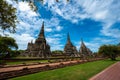 Landscape of Wat Phra Sri Sanphet Temple the ruins of ancient city of ayutthaya Ayutthaya Historical Park are the Capital of the Royalty Free Stock Photo