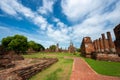 Landscape of Wat Phra Sri Sanphet Temple the ruins of old city of Ayutthaya Ayutthaya Historical Park are the Capital of the Royalty Free Stock Photo