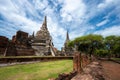 Landscape of Wat Phra Sri Sanphet Temple the ruins of old city of Ayutthaya Ayutthaya Historical Park are the Capital of the Royalty Free Stock Photo