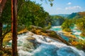 Landscape with waterfall Agua Azul, Chiapas, Palenque, Mexico.Amazing phenomenon of nature. Royalty Free Stock Photo