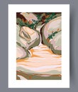 Landscape waterfall improvisation wall art print