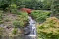 Landscape of waterfall in Japanischer Garten in Kaiserslautern Rhineland Palatinate Germany