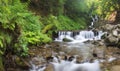 Landscape of waterfall Shypit in the Ukrainian Carpathian Mountains on the long exposure. Landscape panorama.