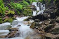 Landscape of waterfall Shypit in the Ukrainian Carpathian Mountains on the long exposure in summer morning. Zakarpattya, Ukraine Royalty Free Stock Photo