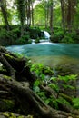 Landscape with waterfalls on Pliva river near Jajce city. Bosnia and Herzegovina Royalty Free Stock Photo