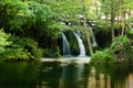 Landscape with waterfalls on Pliva river near Jajce city. Bosnia Royalty Free Stock Photo