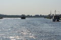 Landscape with waterways and canals of North Holland with boats, canal-side lifestyle in the Netherlands Royalty Free Stock Photo