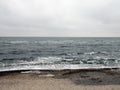 The city of Odessa. Ukraine. Coast near Fontana Street. Panorama of the stormy Black Sea in the feast of Epiphany.