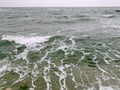 The city of Odessa. Ukraine. Coast near Fontana Street. Panorama of the stormy Black Sea in the feast of Epiphany.