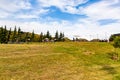 Landscape with wedding tent , at Dublin Bay with backdrop of the Southern Alps , in Wanaka, Otago, South Island, New Zealand Royalty Free Stock Photo