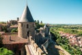 Landscape western walls and towers of Cite de Carcassonne