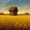 Landscape of wheat field, countryside scene, summer, panorama view vector Royalty Free Stock Photo