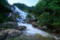 landscape wide angle shot, Mea Ya Waterfall in the rain season at Doi Inthanon National park, north of Chiang Mai Province, Royalty Free Stock Photo
