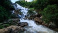 landscape wide angle shot, Mea Ya Waterfall in the rain season at Doi Inthanon National park, north of Chiang Mai Province, Royalty Free Stock Photo