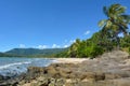 Landscape of a wild beach on the Pacific Ocean in Queensland Au Royalty Free Stock Photo