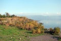 Galilee Sea Lake Kineret. Israel. Natural landscapes and panorama of places where Jesus taught people at one time