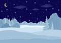 Landscape, winter forest night Royalty Free Stock Photo