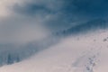 Landscape in winter mountains.