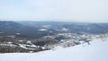 Landscape winter nature beautiful forest mountain area in slow moton. 1920x1080