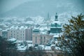 landscape in Prague, Czech Republic with Straka Academy dome