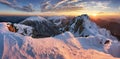 Landscape at winter in sunset moutain, Slovakia Royalty Free Stock Photo