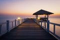 Landscape of Wooded bridge in the port between Royalty Free Stock Photo