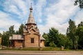 landscape with wooden church Royalty Free Stock Photo