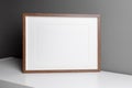 Landscape wooden frame mockup for artwork, photo and print presentation