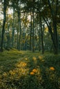 Landscape of woods in warm sunlight near Hangzhou Botanical Garden in Hangzhou, China Royalty Free Stock Photo