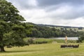 Landscape at Yorkshire Sculpture Park with lake and park land.