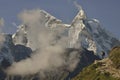 Climber on Khumbu Valley. Himalaya, Nepal. Royalty Free Stock Photo