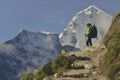 Climber on Khumbu Valley. Himalaya, Nepal. Royalty Free Stock Photo