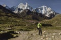 Climber on Khumbu Valley. Himalaya, Nepal. Royalty Free Stock Photo