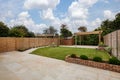 Landscaped new house gardens with patio