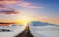 Landscaped, road trip on the country road in sunrise