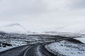 Landscaped of the road in winter, with blizzard storm coming Royalty Free Stock Photo