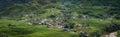 Landscaped Scenery View of Agriculture Rice Fields, Nature Landscape of Rice Terrace Field at Sapa, Vietnam. Panorama Countryside Royalty Free Stock Photo