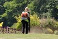 Landscaper Operating Leaf Blower Royalty Free Stock Photo