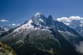 Landscapes across Chamonix valley in France, wonderful view of the top of Petit Drew Royalty Free Stock Photo