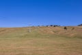 Landscapes on Alpe di Siusi with small cabins on grassland in autumn, South Tyrol, Italy