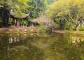 Landscapes of chinese park chengdu Royalty Free Stock Photo