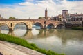 Landscapes of the city of Verona. Verona is a city in the Veneto region of northern Italy. Its historic center, built in a bend of Royalty Free Stock Photo