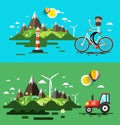 Landscapes Flat Design Set Royalty Free Stock Photo